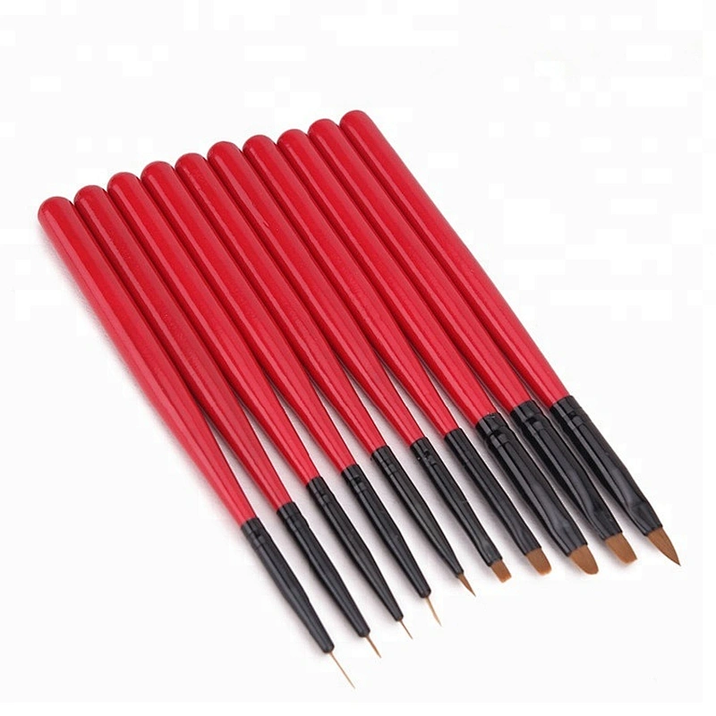10Pcs/set Nail Art Brush Sets Kolinsky Acrylic Gel Design Brush Set Painting Pen Tools Kit