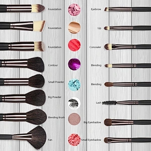 16pcs Professional Natural Synthetic hair Foundation Eyeshadow Eyeliner Concealer Powder Brushes private label makeup brush set