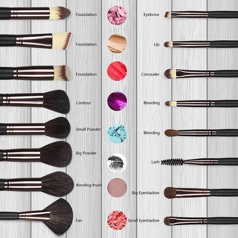 16pcs Professional Natural Synthetic hair Foundation Eyeshadow Eyeliner Concealer Powder Brushes private label makeup brush set