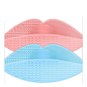 JZG Newest Design Lip Shape Cosmetic Make Up Washing Brush Gel Cleaning Mat Foundation Silicone Makeup Brush Cleaner Pad Board
