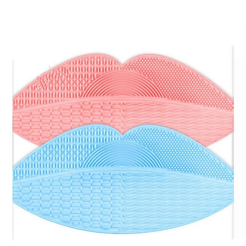 JZG Newest Design Lip Shape Cosmetic Make Up Washing Brush Gel Cleaning Mat Foundation Silicone Makeup Brush Cleaner Pad Board