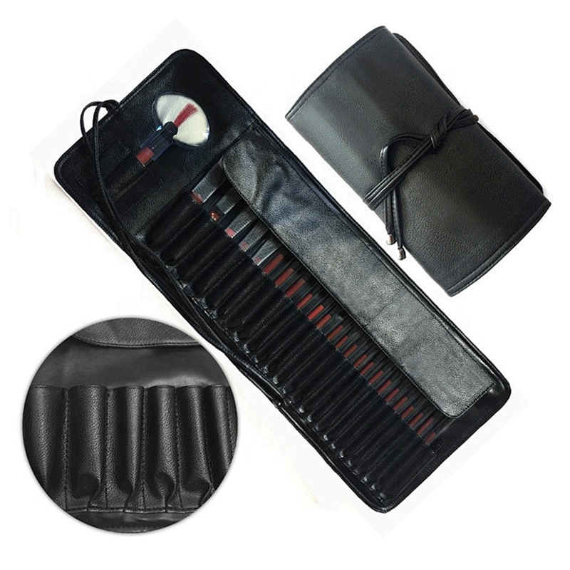 High-grade soft leather PU cosmetic brush bag portable folding professional large capacity cosmetic brush bag