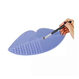 JZG Newest Design Lip Shape Cosmetic Make Up Washing Brush Gel Cleaning Mat Foundation Silicone Makeup Brush Cleaner Pad Board