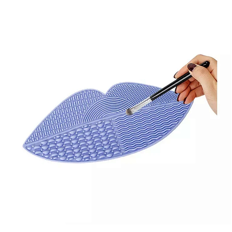 JZG Newest Design Lip Shape Cosmetic Make Up Washing Brush Gel Cleaning Mat Foundation Silicone Makeup Brush Cleaner Pad Board