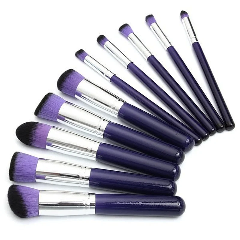 High quality cosmetics tool professional powder foundation blush eye 10 pcs makeup brush set