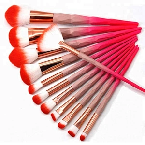 12pcs red macaron make up brushes set professional diamond rainbow beauty cosmetics tools for makeup