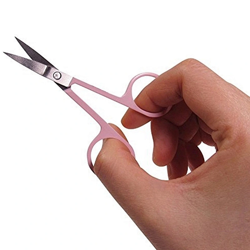 JZG 3pcs Pink Custom Logo Slanted Pointed Stainless Steel Eyebrow Eyelash Extension Tweezers Set with Scissors PU Pouch Bag
