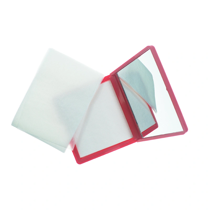 Customized Logo Folding Travel Pocket Cosmetic Mirror With 50 makeup oil-absorbing paper