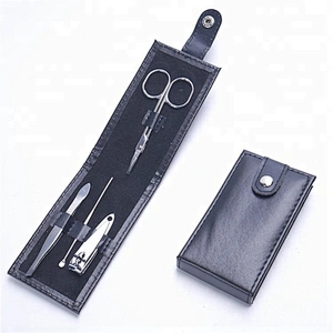 4Pcs/set Mini Nail Manicure Tool Set High Quality Nail Care Kits Custom Nail Clippers Scissors File Tweezers With PVC Bag Case