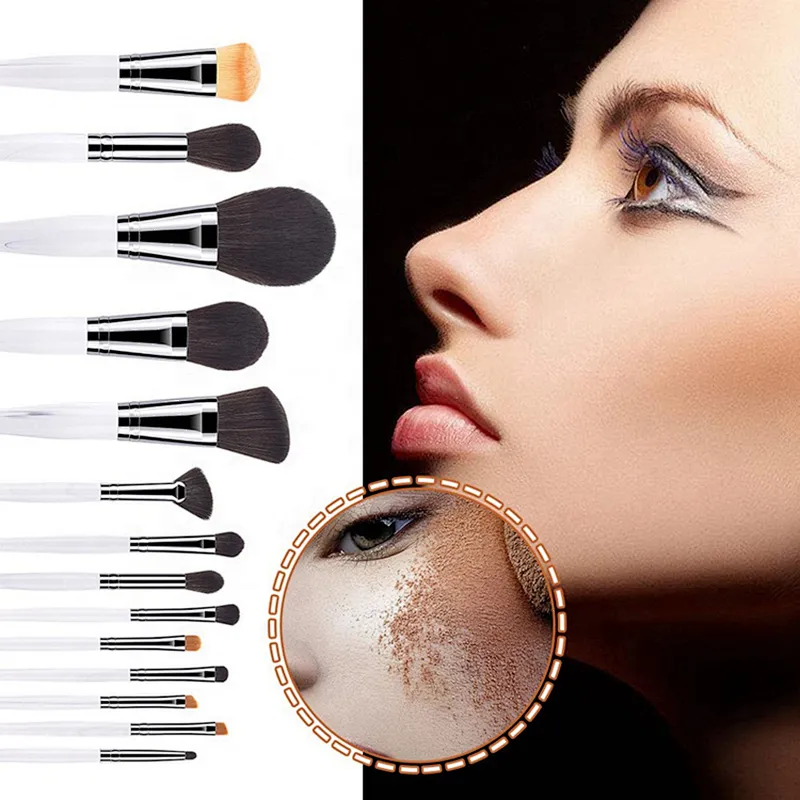 14pcs High Quality Black Natural Synthetic Hair Make Up Brush Tools Kit Professional Makeup Brush Set