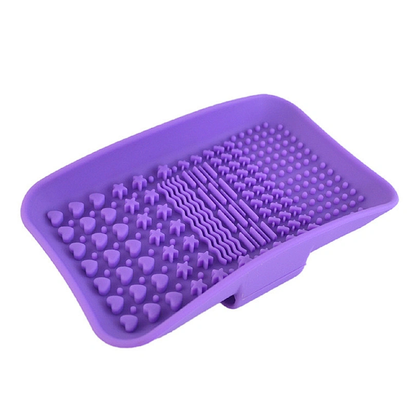 JZG 1pcs Custom Logo Multi-color New Cosmetic Makeup Brush Cleaning Pad Mat Tools Silicone Makeup Brush Cleaner Tray