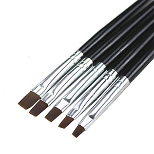 5Pcs Nail Art Flat Top Brush Gel Polish Tips Nail Art Acrylic Painting Drawing Makeup Brushes Sets