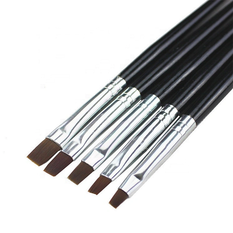 5Pcs Nail Art Flat Top Brush Gel Polish Tips Nail Art Acrylic Painting Drawing Makeup Brushes Sets