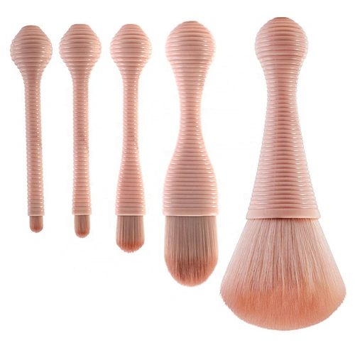 5pcs Spiral texture brush handle private label makeup brush set portable beauty make up brushes Tool with packaging bucket box