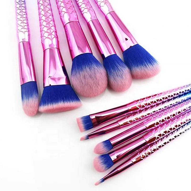 10PCS Mermaid Makeup Brushes Set With Case