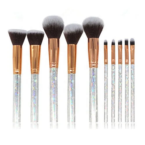 10pcs/set High Quality Shiny Star or Circle Makeup Brushes Set With Makeup Bag