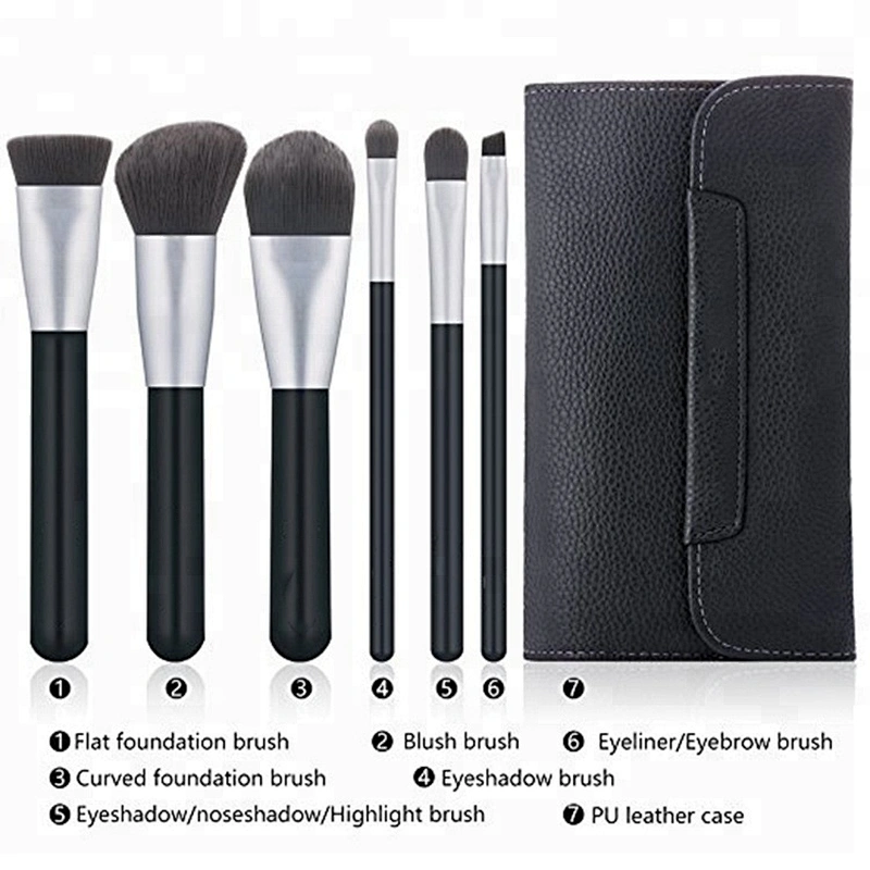 Beautiful 6pcs make up brushes private label black wooden synthetic hair cosmetics makeup brushes set