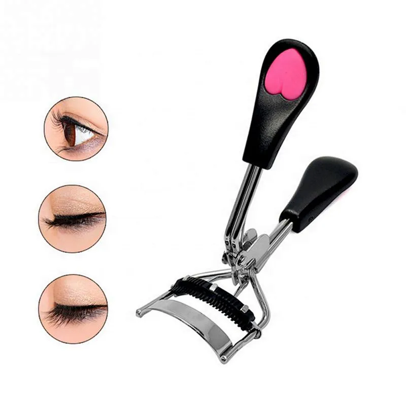 Eyelash Curler With Comb Tweezers Peach Heart Handle Eyelash Clip Cosmetic Beauty Tools