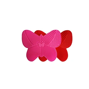 JZG 1pcs Newest Design Butterfly Shape China Factory Big Silicone Makeup Brush Cleaner Pad Mat for Sale with Suction Holder