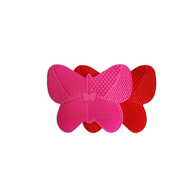 JZG 1pcs Newest Design Butterfly Shape China Factory Big Silicone Makeup Brush Cleaner Pad Mat for Sale with Suction Holder