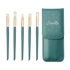 Free Sample Sialia High Quality Private Label 5pcs Nylon Custom Logo Cosmetic Tools Makeup Brush Eye Brush Set with PU Bag