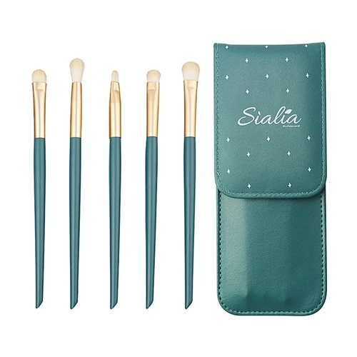 Free Sample Sialia High Quality Private Label 5pcs Nylon Custom Logo Cosmetic Tools Makeup Brush Eye Brush Set with PU Bag