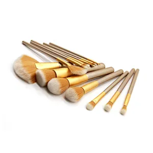 Wholesale 13pcs champagne makeup brushes with soft bristles
