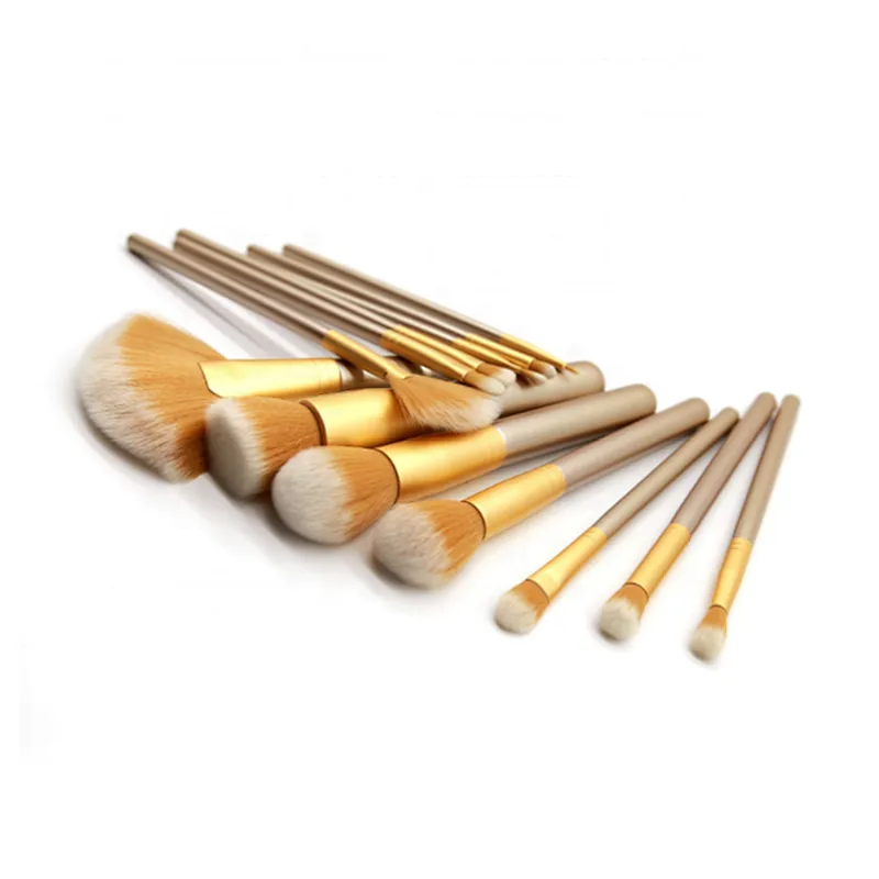 Wholesale 13pcs champagne makeup brushes with soft bristles