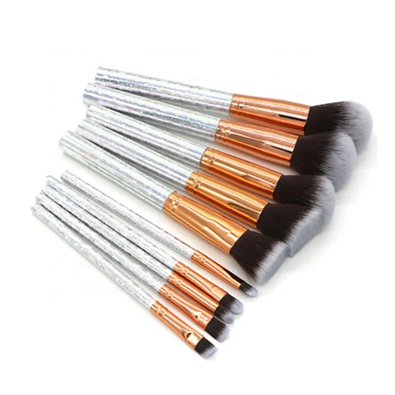 10pcs/set High Quality Shiny Star or Circle Makeup Brushes Set With Makeup Bag
