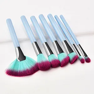 7PCS Blue Makeup Brushes Set Concealer Eyeshadow Powder Fan Brush Makeup Cosmetics Tools