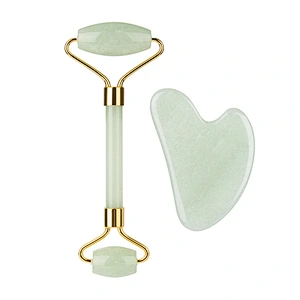 New Product Rose Quartz Guasha And Jade Roller With Box