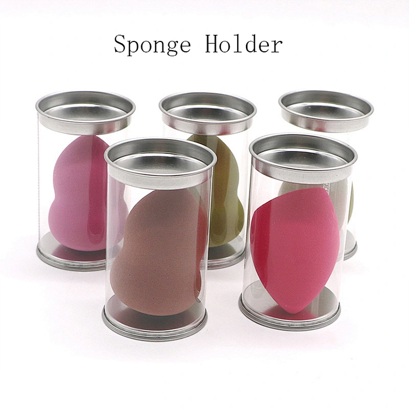 JZG Factory 1pcs Private Label LOGO OEM Travel Carring Case Cylinder Shape Puff Stand Makeup Sponge Holder