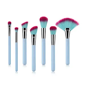 7PCS Blue Makeup Brushes Set Concealer Eyeshadow Powder Fan Brush Makeup Cosmetics Tools