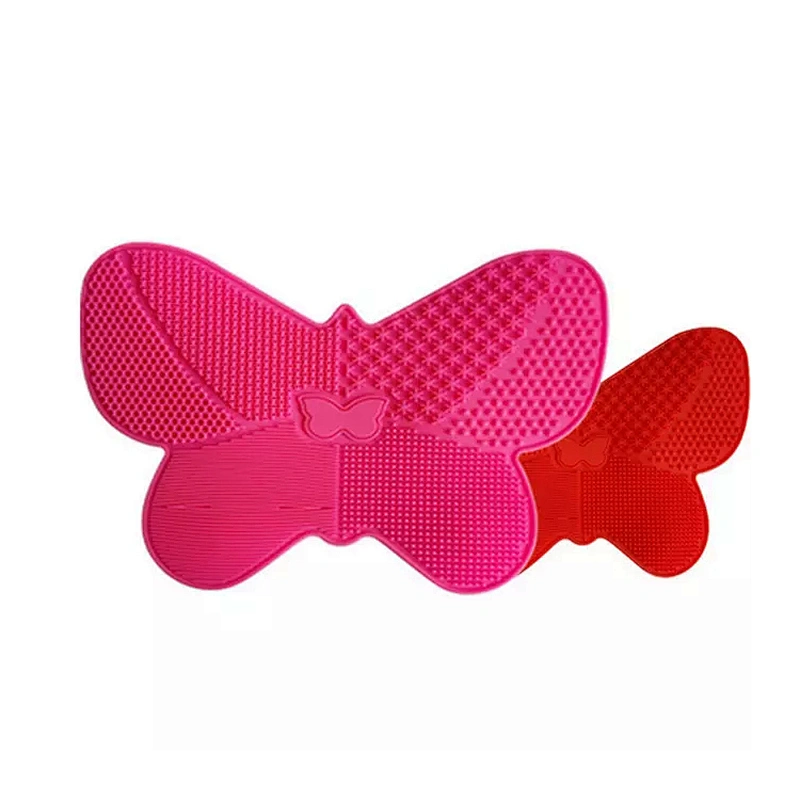 JZG 1pcs Newest Design Butterfly Shape China Factory Big Silicone Makeup Brush Cleaner Pad Mat for Sale with Suction Holder