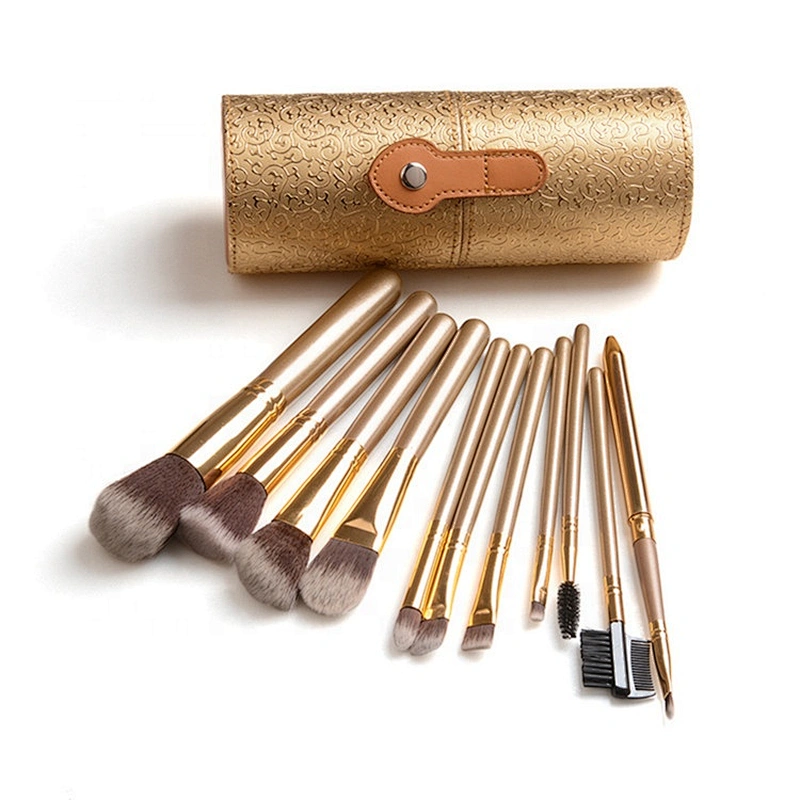 professional 12pcs makeup brush sets with makeup cylinder