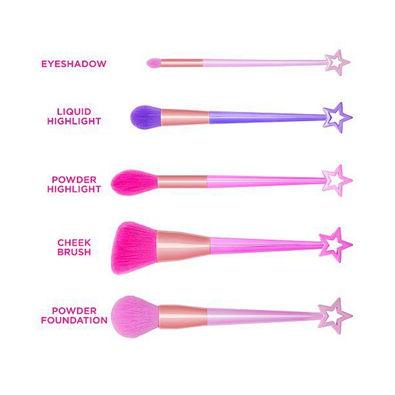 5pcs Shiny Star Shape Makeup Brushes Set Foundation Powder Eyeshadow Contour Concealer Blush Cosmetic Beauty Make Up Tools
