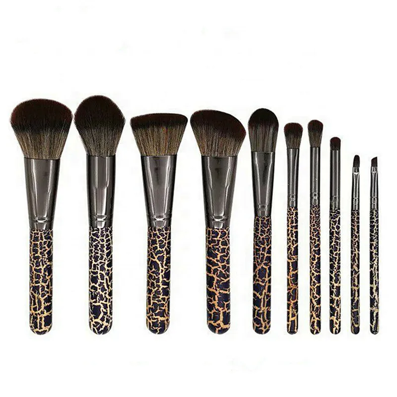 10pcs Leopard print pattern beauty cosmetics makeup brush set