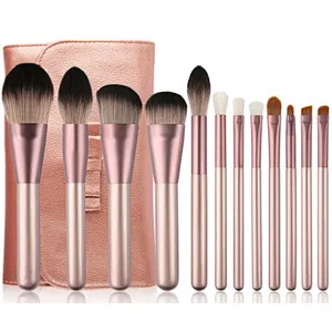 Hot Sale Makeup Brush Set Portable Cosmetic Tool  12 Pcs Set For Eyes For Face  Original Price Customized Logo
