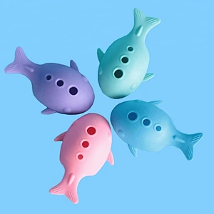 Whale fish shape silicone fish makeup brush cleaner with holder