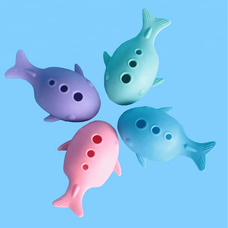 Whale fish shape silicone fish makeup brush cleaner with holder