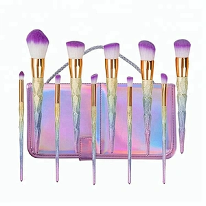 Private Label 10pcs Glitter Diamond Makeup Brush Set With Portable Makeup Bag