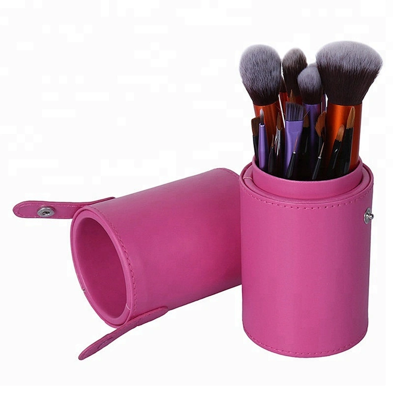 PU Leather Cosmetic Case Portable Makeup Brush Holder Cup Holder Cosmetic Tool Kit Case Containers Space-saving