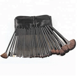 Professional 32pcs Black Makeup Brushes Set Powder Blusher Contour Cosmetic Beauty Tools pincel maquiagem Kit with Leather case