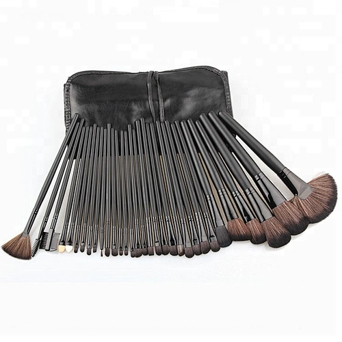 Professional 32pcs Black Makeup Brushes Set Powder Blusher Contour Cosmetic Beauty Tools pincel maquiagem Kit with Leather case