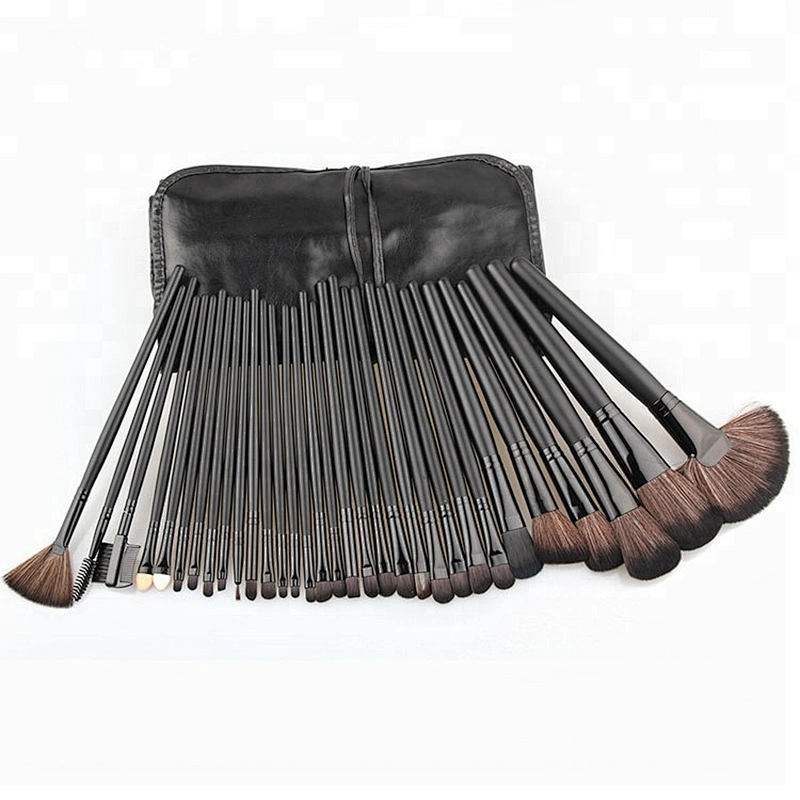 Professional 32pcs Black Makeup Brushes Set Powder Blusher Contour Cosmetic Beauty Tools pincel maquiagem Kit with Leather case