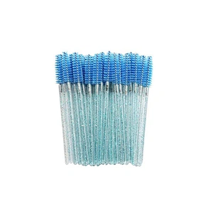 JZG Wholesale 50pcs/bag Multi-color Disposable Glitter Shiny Crystal Curler Mascara Wands Eyebrow Spoolers Comb Eyelash Brush