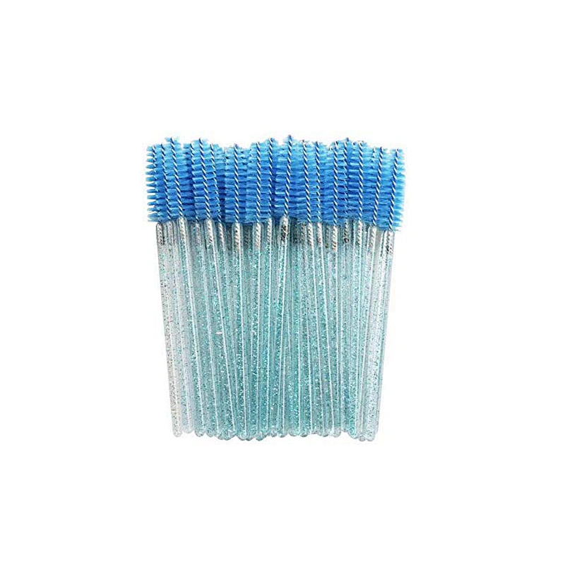 JZG Wholesale 50pcs/bag Multi-color Disposable Glitter Shiny Crystal Curler Mascara Wands Eyebrow Spoolers Comb Eyelash Brush