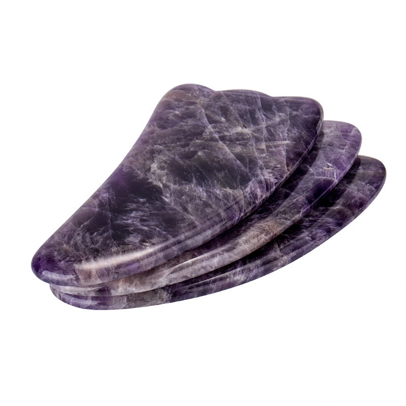 Scraping Massage Amethyst Heart Shape Gua Sha Jade Stone Crystal Facial Tool