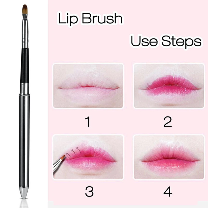 1pc retractable Lip makeup brush Pen Metal Handle Professional Cosmetic Lipstick Lip Gloss Brush Make up Beauty Tool For Women
