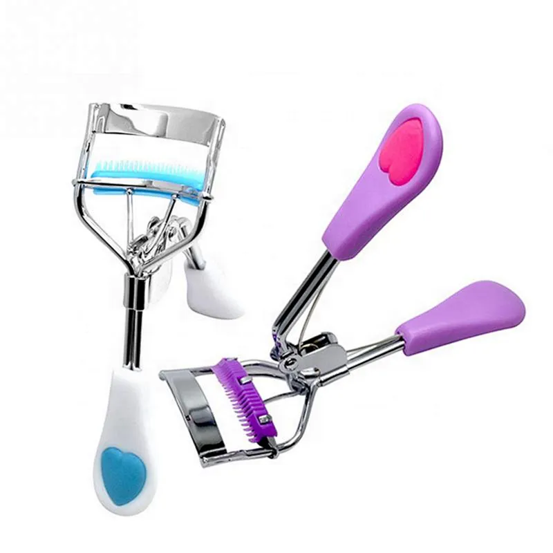 Eyelash Curler With Comb Tweezers Peach Heart Handle Eyelash Clip Cosmetic Beauty Tools